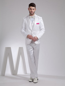 Jaquette élégante en satin blanc pour mariée et deux boutons