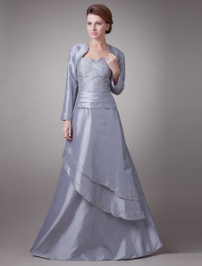 Robe de mères des mariés d'argent noble d'A-linge en taffetas