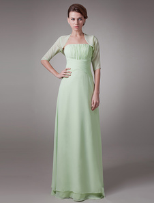 Robe mère de mariés bustier en satin stretch céladon