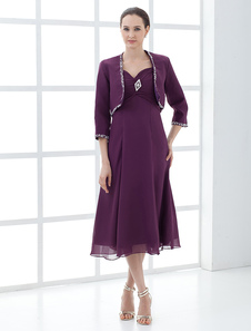 Robe mère de mariés plissée pourpre de col en coeur