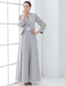 Robe mère de mariés argente bustier avec paillettes