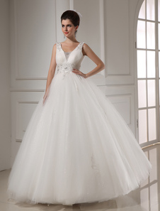 Robe de mariage boule en tulle longueur plancher