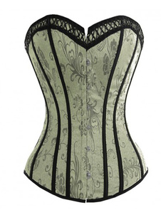 Corset sein couvrant en jacquard gris avec ruban