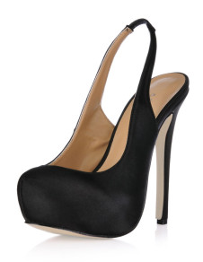 Chaussures à talons aigus formelles noires en fausse soie