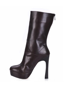 Bottes mi-mollet noires à bout amande