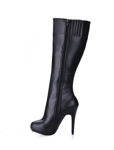 Bottes à talons aigus en PU zip latéral mi-haute