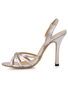 Sandales à talons aigus élégantes argentes en PU