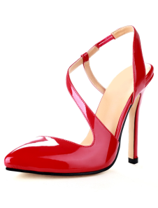 Chaussures à talon aigu rouges en peau d'agneau