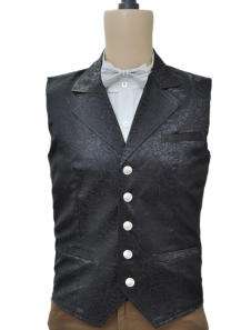 Gilet Steam Punk droite, jacquard noir