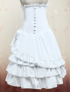 Jupe couches Lolita à volants en coton blanc