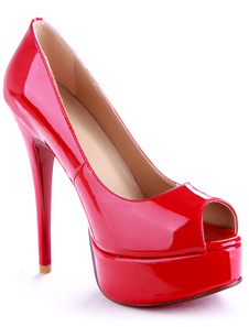 Chaussures bordeaux à bout ouvert à talons aigus