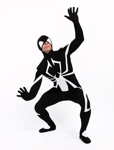 Toussaint Cosplay Costume blanc de zentai Spiderman en lycra spandex sans gants