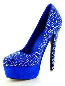 Chaussure à talon haut bleue avec strass