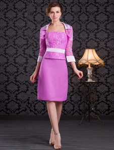 Robe mère de mariés lilase bustier avec dentelle