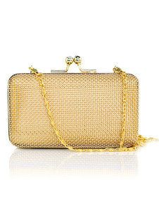 Pochette cartable simple or en satin à kiss lock