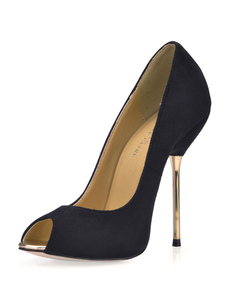 Chaussures noires à bout ouvert à talons aigus