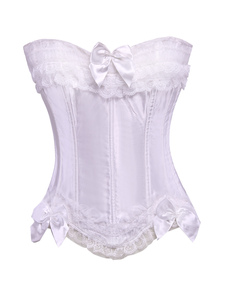 Corset sein couvrant en fausse soie avec dentelle