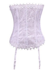 Corset Collant Floral Sans Bretelle Blanche