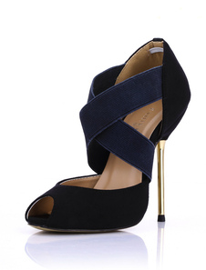 Sandales gladiateur noires en micro daim à talons aigus