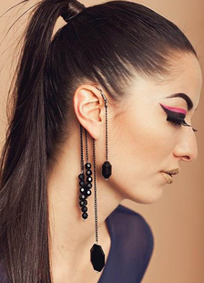 Boucles d'oreilles métalliques punk de coupe asymétrique