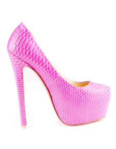 Chaussures roses à talon aigu à motif écaille
