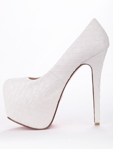 Eacarpins à plateforme à talon aigu en PU blanc