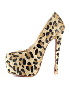 Escarpins à talons aiguilles féminins sexy en poils de cheval imprimé léopard
