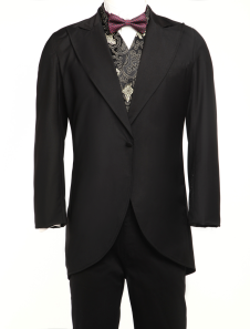 Costume rétro steampunk noir gabardine