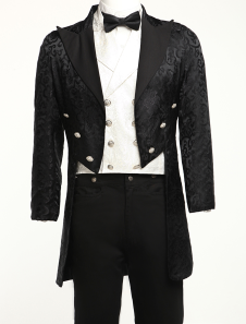 Costume rétro noir steampunk satin noir