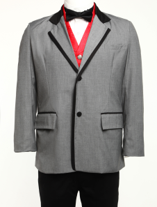 un bien ajusté manteau pour hommes gris foncé en tissu de jazz