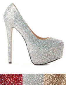 Chaussures à talon aigu en cuir pailleté