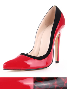 Escarpins à bout pointu et talon aigu en faux cuir verni