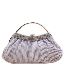 Pochette de soirée en satin argent avec strass