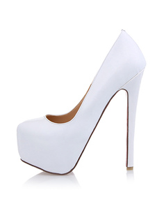 Fantastiques chaussures en PU blanc à talons aigus mode concis avec plate-forme