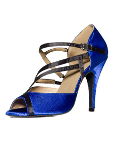 Chaussures de latine en soie et satin bleu royal