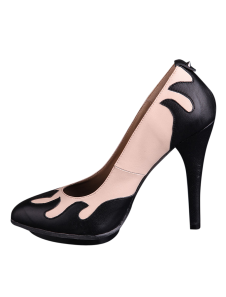 Escarpins à talons aiguilles color-block en peau de mouton