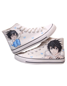 Chaussures à lacets blanches en toile peint garçon mignon