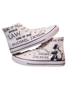 Chaussures peintes Mickael Jackson blanches en toile