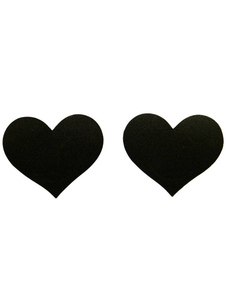 Pasties mamelon en satin mat en forme de cœurs noirs