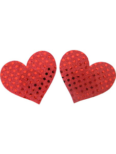 Pasties avec paillettes rouges en forme de cœur