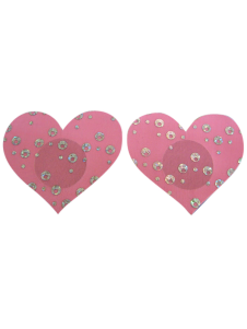 Pasties roses avec paillettes de forme cœur