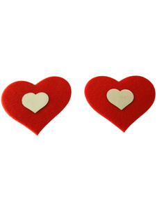 Pasties en terry rouges bicolores de forme cœur