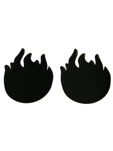 Pasties en satin mat noirs de forme feu