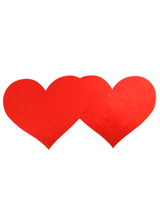 Pasties en satin mat rouges de forme cœur