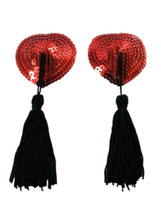 Pasties en PU rouges pailletés avec frange