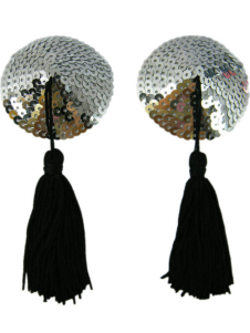 Pasties en PU argents pailletés avec frange