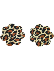 Pasties en satin mat à motif léopard de forme fleur