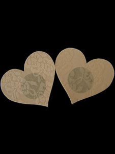 Pasties mamelons femme, dentelle en forme de cœur, couleur peau