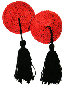 Pasties en PU rouges pailletés avec frange