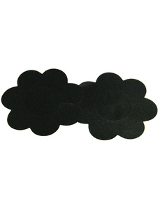 Pasties en satin mat noirs en forme fleur